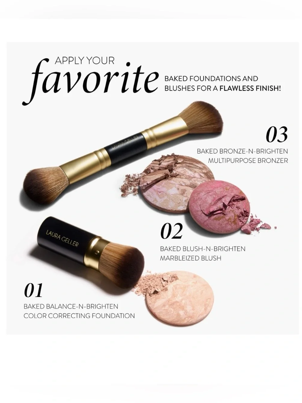 Laura Geller “Face It All” 2pc Face Brush Set